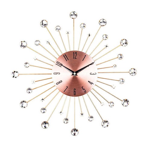 Pink Glam Sunburst Metal Wall Clock w/ Quartz Movement - 第 1/5 張圖片
