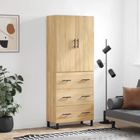 Schmales Highboard Sonoma-Eiche Nachbildung 69,5X34X180 Cm Holzwerkstoff