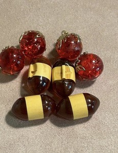 Craft Bakelite bumble buttons and vintage red berry glass pendant/beads