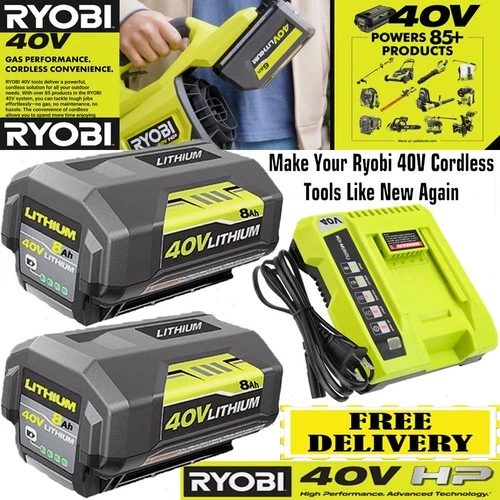 8.0Ah Battery 40 Volt for Ryobi 40V Lithium OP40602 Battery with LED / Charger