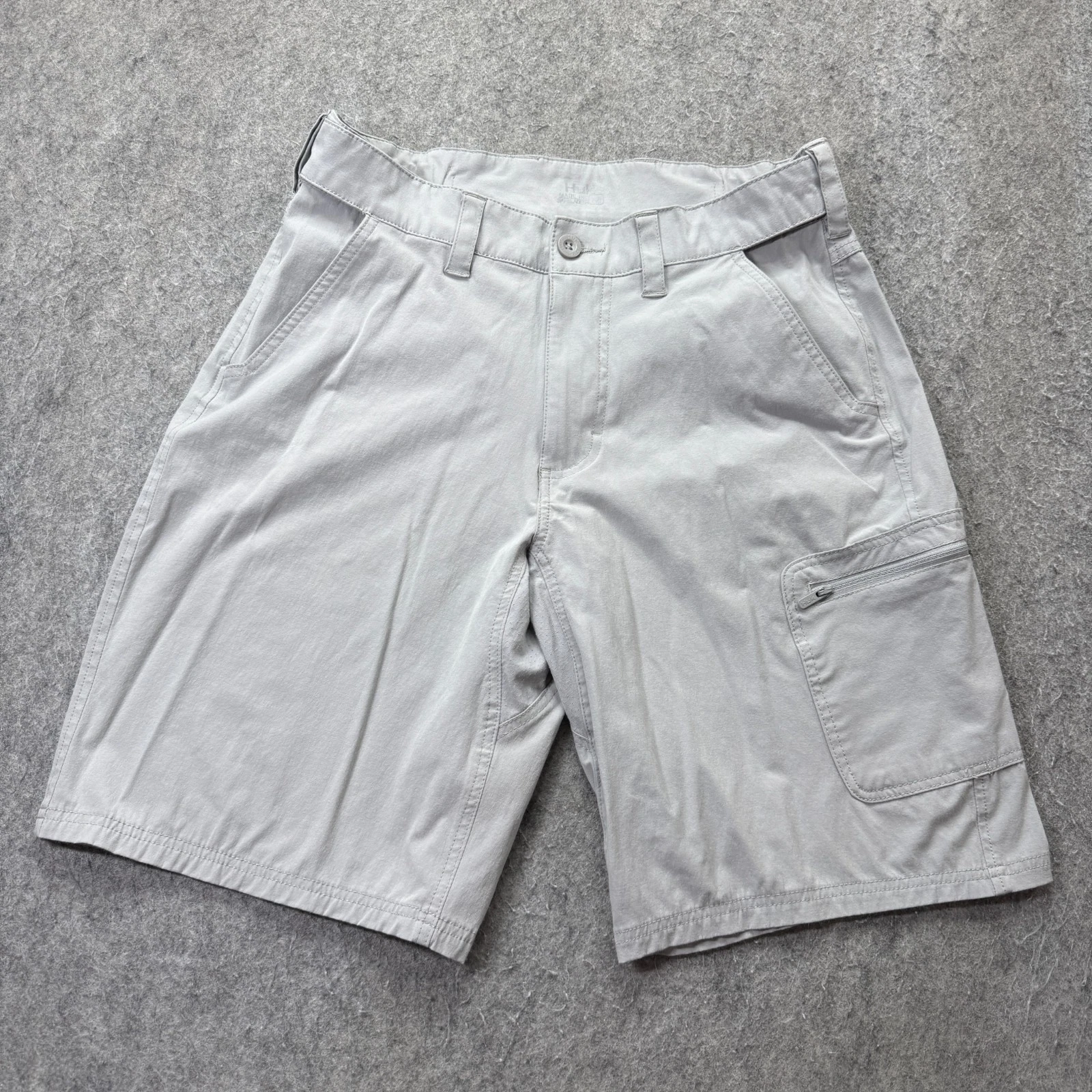 Huk Cargo Fishing Shorts Men M Gray 10" Stretch Next Level Performance