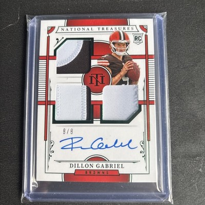 2025 NATIONAL TREASURES DILLON GABRIEL ROOKIE Triple PATCH AUTO SP #8/8 Bookend