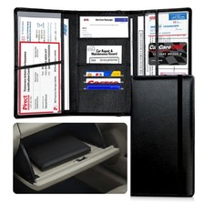 LINTRU Car Registration and Insurance Holder Trifold, Oversized Fit Black