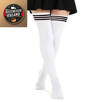 DRESHOW Damen Extra Lange Socken Überknie Strick Socken Retro Schüler Strümpfe