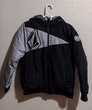 Volcom Boys' Reversible Puffer Jacket - Durable Insulated Winter 14-16, Black