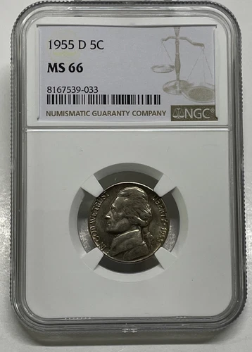 1955-D Jefferson Nickel 5c Cents NGC MS66 Very Tough Grade