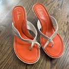 Cole Haan Wedge Heel Sandals 10 B Orange Beige