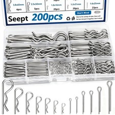 200 Pack 304 Stainless Steel Cotter Pin Assortment Kit Hitch Clips