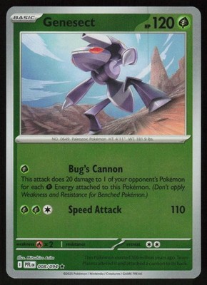 Genesect 008/094 Rare Phantasmal Flames Pokemon Reverse Holo Near Mint