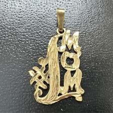 Yellow Gold 14k Pendant Charm MOM Mother's Day Family Theme Asymmetrical