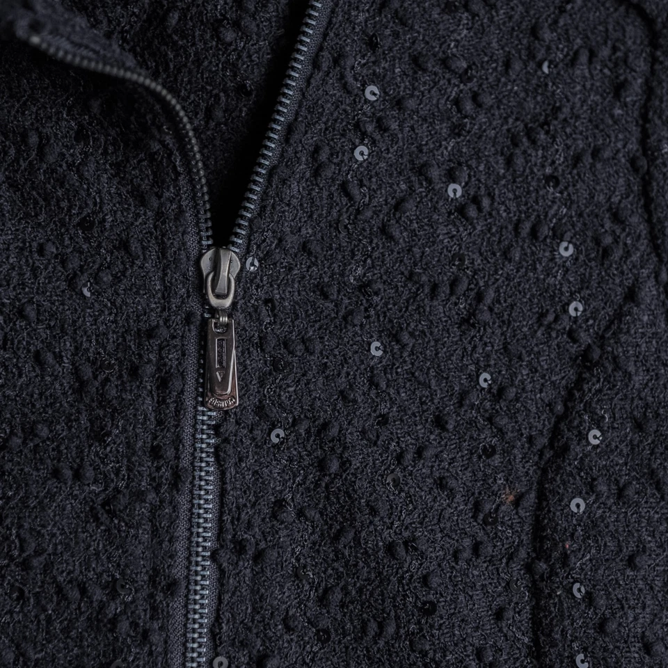 Jaqueta de Moto Forever 21 Lantejoulas M Preta Assimétrica Zíper Feriado Ousado Sem Etiqueta de Tamanho - Imagem 3 de 4