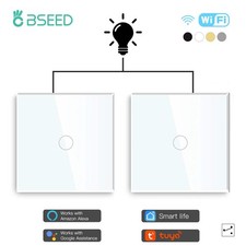 BSEED Tuya Wifi Switches 1/2/3Gang 2Way Smart Touch Switches Tuya Google Smart L