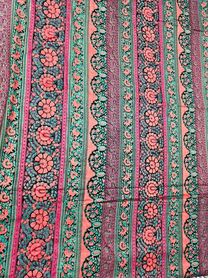 Indian Hand Block Print Rayon Natural Handmade Abstract Bird Fabric Blue 5 Yard - Image 2 of 4