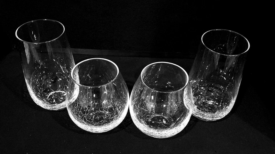 PIER 1 COPO ALTO PLANO COM RUGAS 6" e 4" VINHO SEM HASTE DOIS DE CADA TAMANHO - Imagem 3 de 3