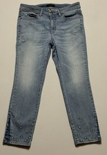 Jeans corti Cambio Parla taglia 42 pantalone cropped perle 8634
