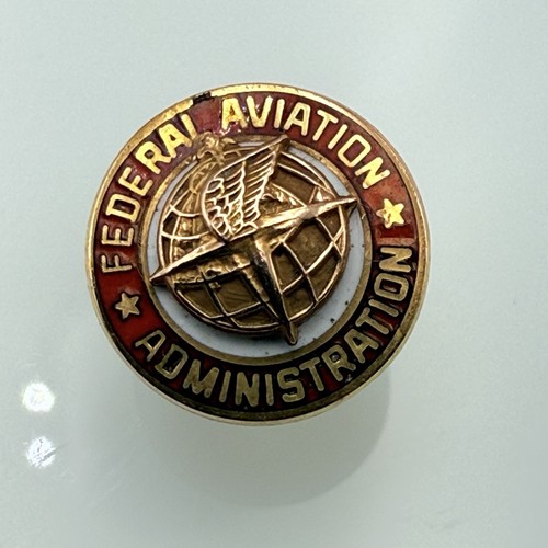 Vintage Federal Aviation Administration FAA 1/10 10K GF Tie Tack Pin Crest Craft
