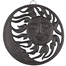 GASARÉ, Cast Iron Trivet, Metal Trivet, Sun & Moon Design, Rubber Feet, 8 Inches