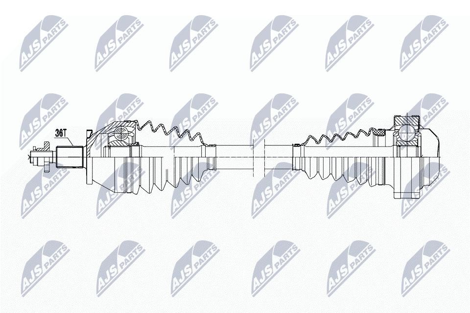 NTY Drive Shaft NPW-WW-218 For Left Front Axle Seat Skoda VW, 460 mm, 36T