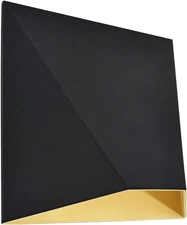 LUXRITE Outdoor LED Black and Gold Wall 1 Count (Pack of 1),