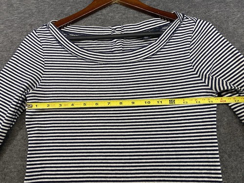 Banana Republic Dress XS Navy Blue White Stripe 3/4 Sleeve Boat Neck Preppy - Picture 10 of 15
