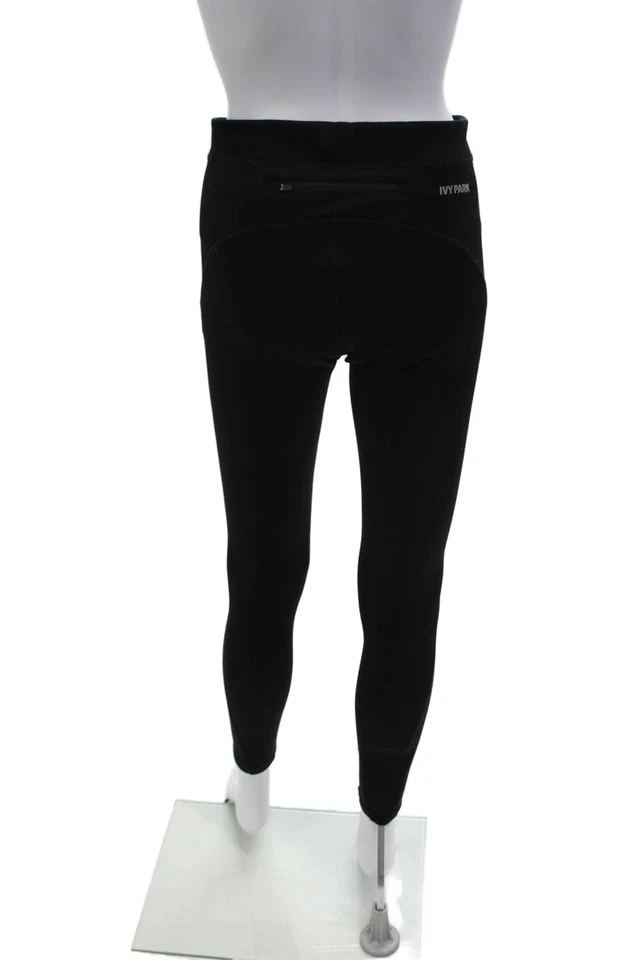 Ivy Park Womens Solid High Waisted Activewear Ankle Leggings Black Size M - Image 3 of 4