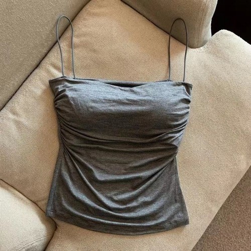 Stylish Spaghetti Strap Tank Top with Built In Bra for Women Casual Summer Wear - Picture 26 of 35