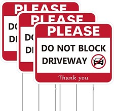 Thyle 3 Pcs 17x13'' Do Not Block Driveway Sign with 6'' Stake, No Parking Sign C