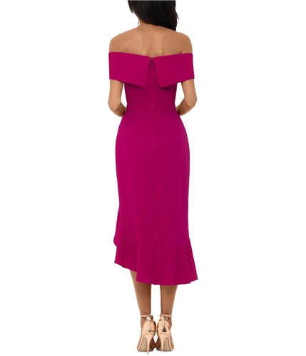 XSCAPE Womens Ruffle Midi Flounce Dress, Purple, 4 - Picture 2 of 2