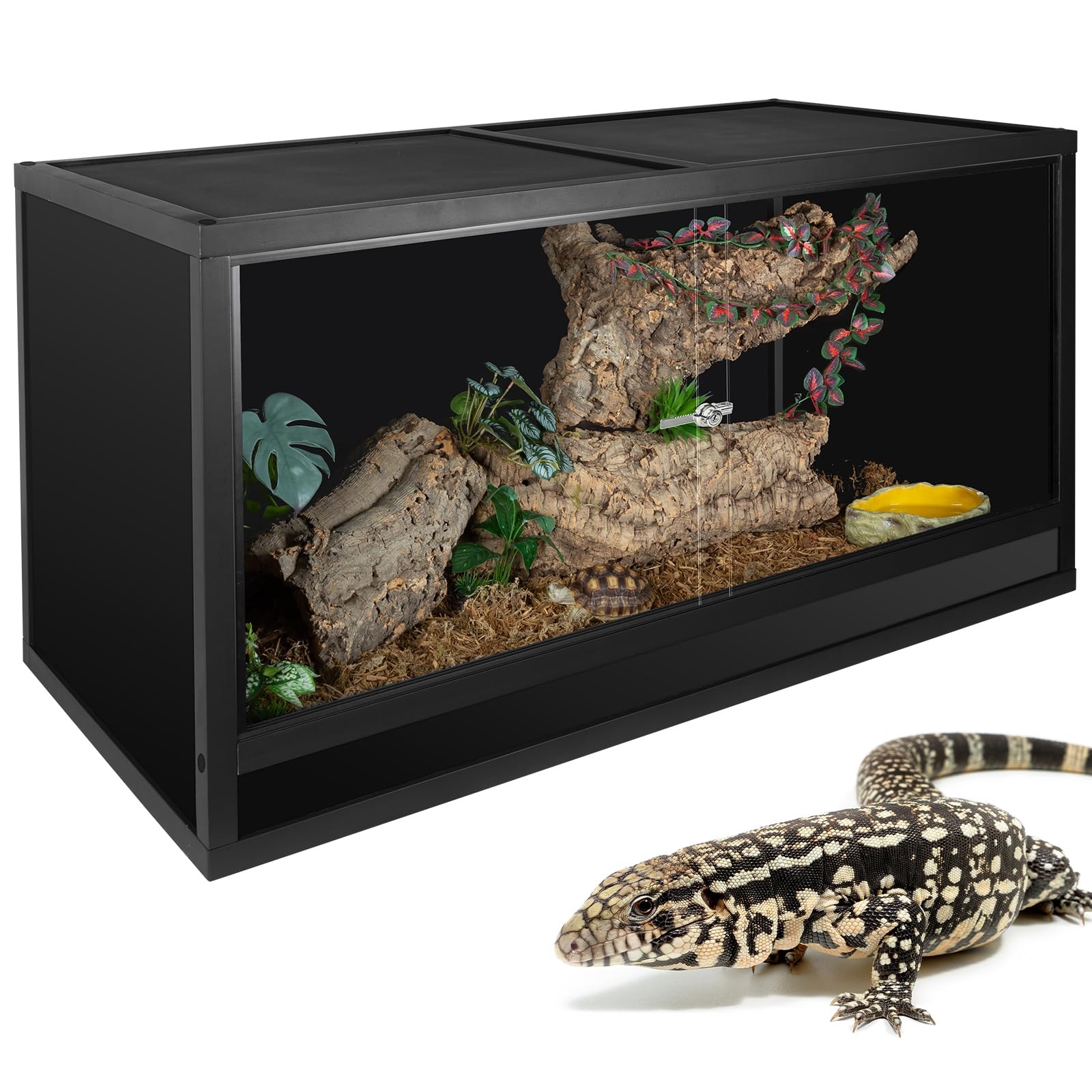 120 Gallon 48x24x24 Reptile Tank - 4x2x2 Bearded Dragon Enclosure with Front Doors