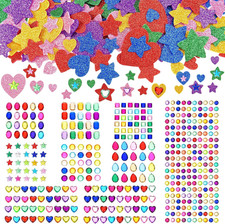 678 Pieces Colorful Glitter Foam Stickers for Kids Self Adhesive Stars Heart Sha