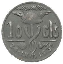 SC-Civil War. Olot City Council. 1 Peseta 1937. MBC+/VF+. Iron 3.58 g.