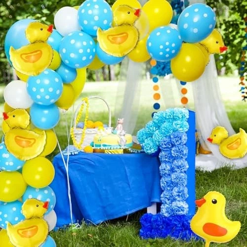 113 Pcs Yellow Duck Balloon Arch Garland Kit 12 10 5 Inch Blue Yellow White Late — 第 2/4 张图片