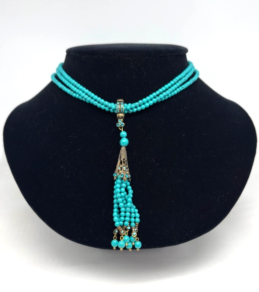 Precioso Collar Michal Negrin Piedras Color Turquesa. Foto 4 de 4