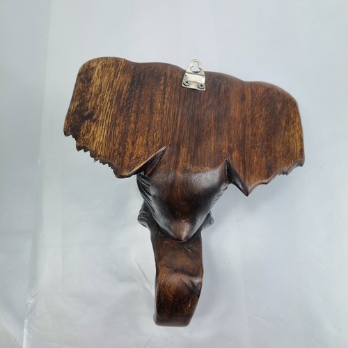Vintage Elefantenkopf Skulptur Wandbehang Figur Holzkunst geschnitzt Kleiderhaken - Bild 6 von 7