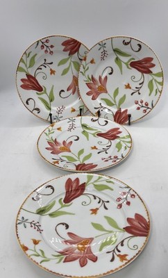 Set Of 4 Oneida Italian Cypress Salad Plate Floral Porcelain