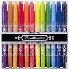 Zebra Mackie Extra Fine Point Oil-Based Pen 12 Colors MCF-12C