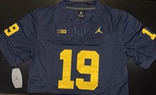 Bryce Underwood Blue Michigan Wolverines Jersey Stitched 19 FUSE