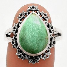 Premium Utah Variscite 925 Sterling Silver Ring Size 9  Natural Green Gem