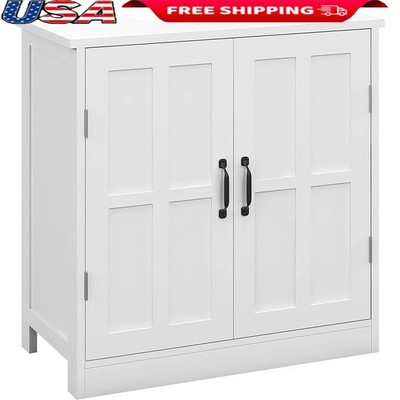 Under Sink Cabinet U-Shaped Cutout Double Doors Adjustable Storage Shelf New