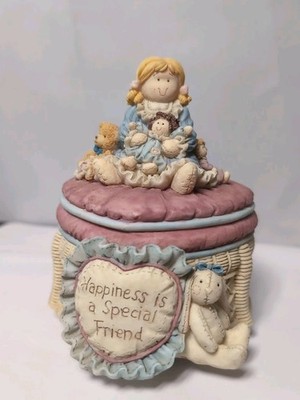 Vintage Heart Tugs Music Box Trinket Dish Happiness Is A Special Friend