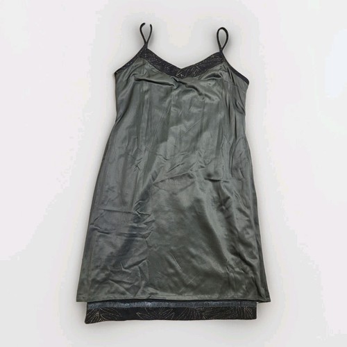 Vintage 90s black Dress Women's 8 S/M Strappy Mini, Gold, lined Floral Retro Y2K - Picture 22 of 24