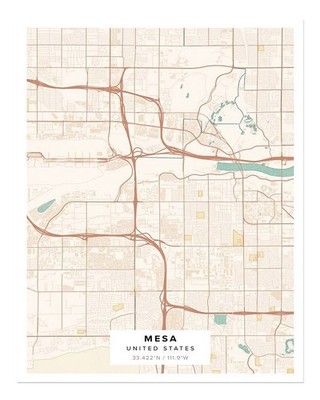 Mesa Stadtplan Wandkunst Elegante Urbane Dekoration Minimalistische St