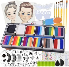 Face Painting Set for All Ages with Rainbow Cakes Brushes