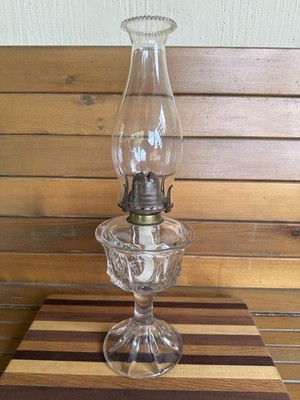 Duncan Quarter Block Oil Kerosene Table Lamp with Glass Chimney