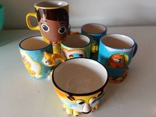 Ensemble céramique mugs et bol animaux ''sur pattes'' enfants 7 pièces (neufs)