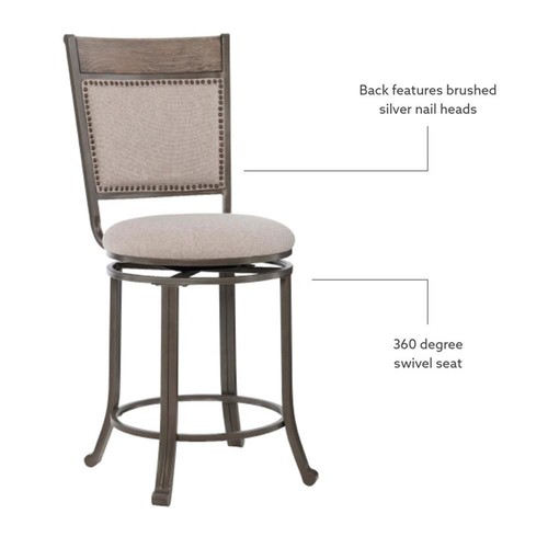 Linon Franklin Swivel Upholstered Counter Stool Steel Frame in Pewter - Picture 12 of 15