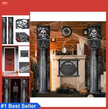 Halloween Banners Gothic Mansion 2 Pack Skull Hanging Decorations with Porch