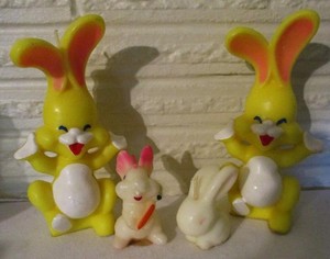 Lot of 4 Vintage GURLEY & TAVERN Easter BUNNY Rabbit 2-7", 3" & 2.5" Candles