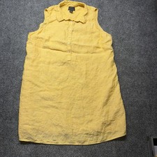 Tahari Dress Womens 3X Yellow Linen Sleeveless Button Front Collared Shirt Dress