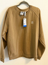 adidas Originals Men's XL Brown Crewneck Fleece Pullover Sweatshirt Trefoil